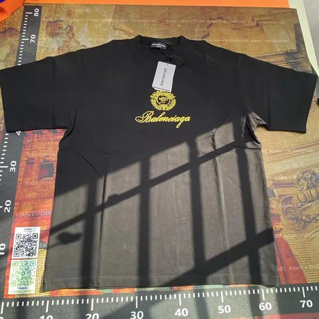 Balenciaga Logo T-Shirt Gold Embroidered