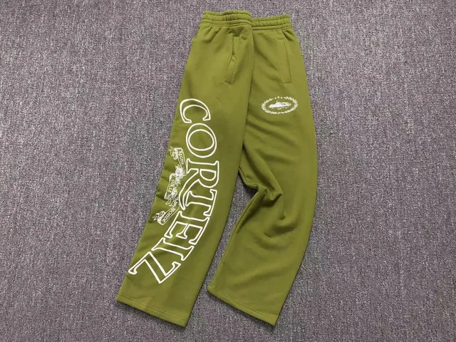 Corteiz Sweatpants Olive Green Logo Print
