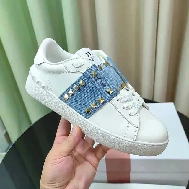 Valentino Rockstud Sneaker Denim Panel