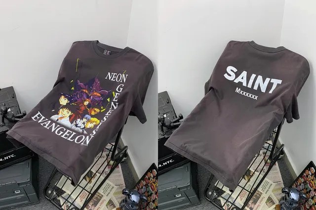 Saint Laurent Graphic Tee Neon Genesis Evangelion Print