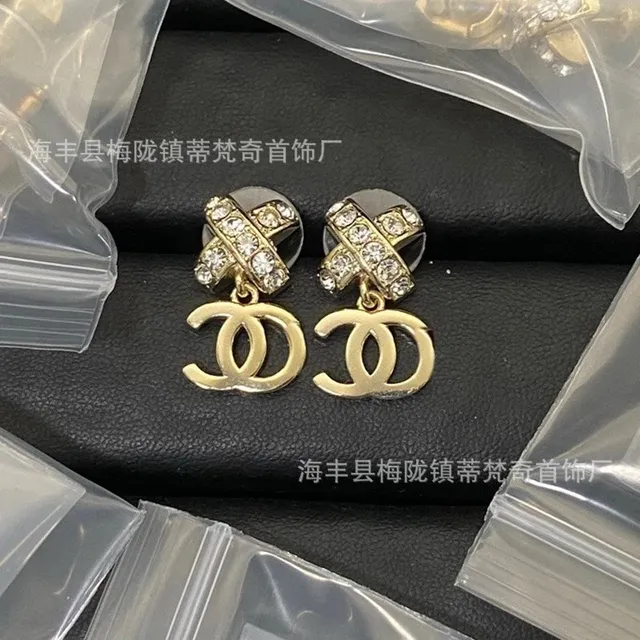 Chanel CC Logo Earrings Crystal-Embellished