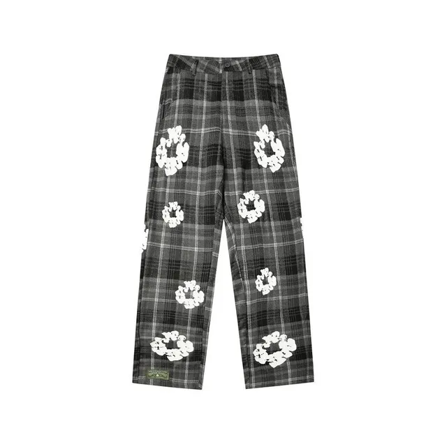 Corteiz Plaid Trousers Wreath Print