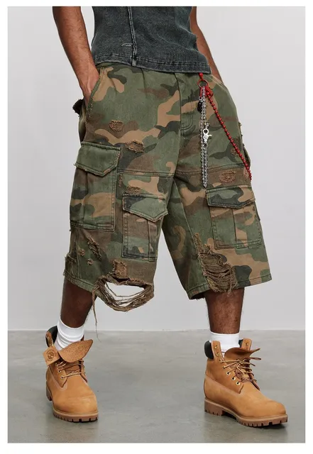 Timberland Cargo Shorts Distressed Camo