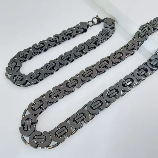 11mm黑色套装 手链23cm+项链55cm