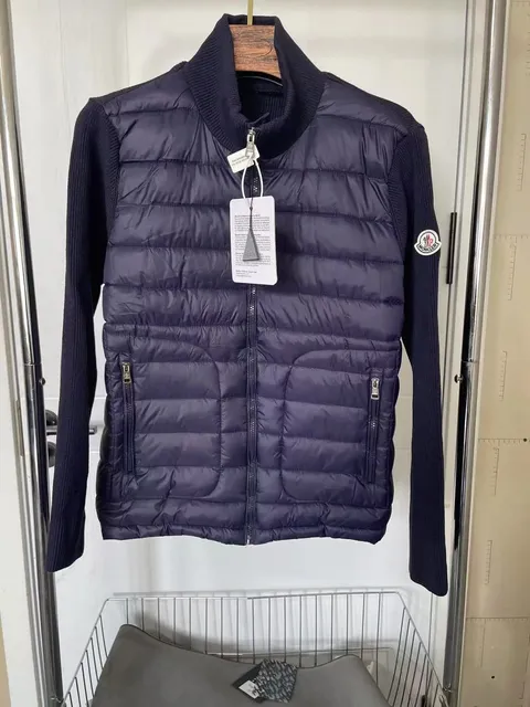 Moncler Knit-Sleeve Puffer Jacket Navy