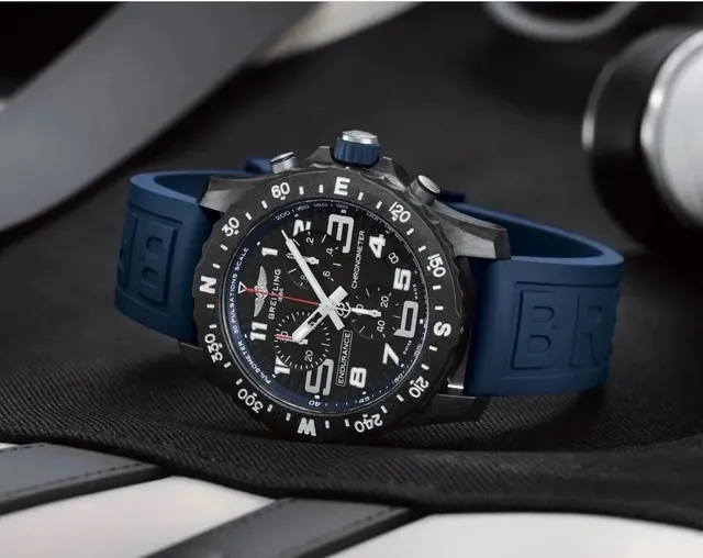 Breitling Endurance Pro Chronometer Black Dial Blue Rubber Strap