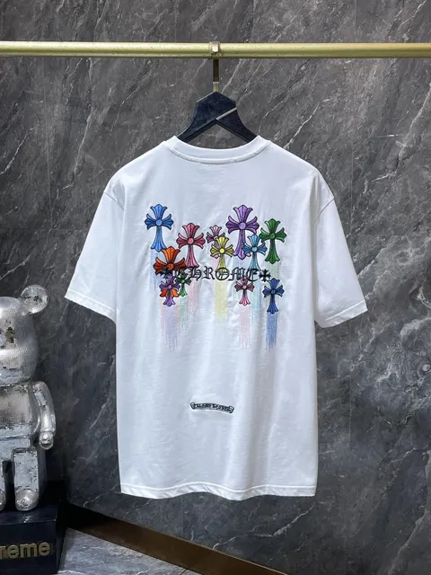 Chrome Hearts Cross Graphic Tee Multicolor Embroidered Crosses
