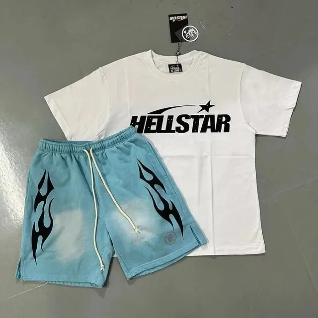 Hellstar Shorts and Tee Set Flame Print