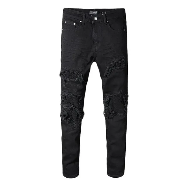 Amiri Distressed Slim Fit Jeans Black Ripped