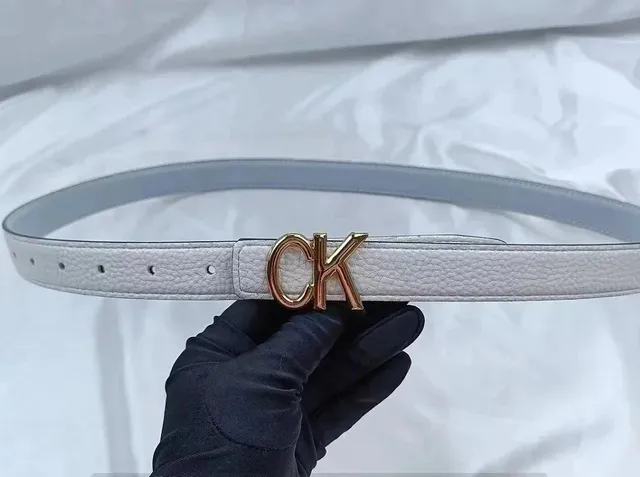 Calvin Klein CK Logo Belt Gold Tone Buckle