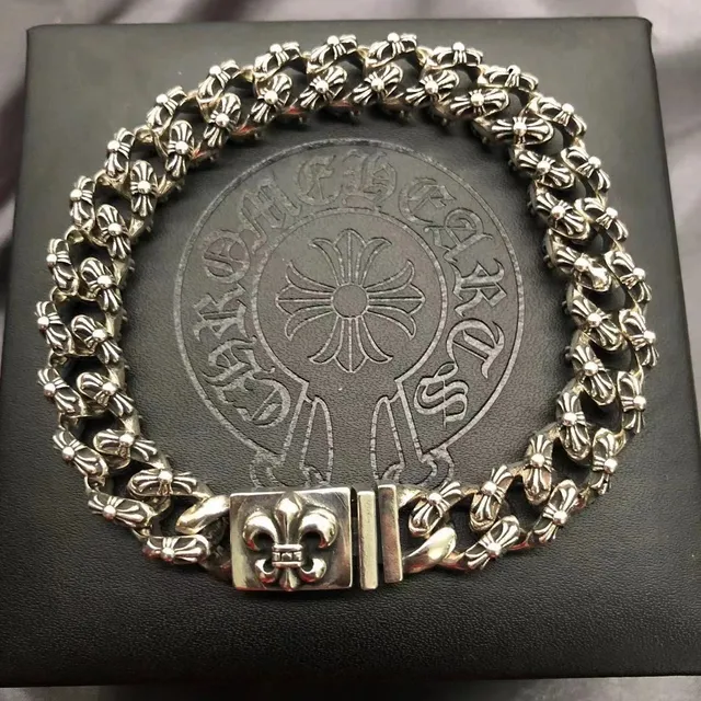 Chrome Hearts Cross Chain Bracelet Fleur-de-Lis Clasp