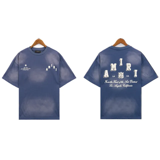 Amiri Graphic Tee Washed Blue with Embroidered Logo