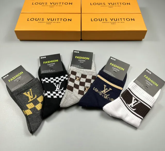 Louis Vuitton Fashion Cotton Socks LV Logo & Checkerboard