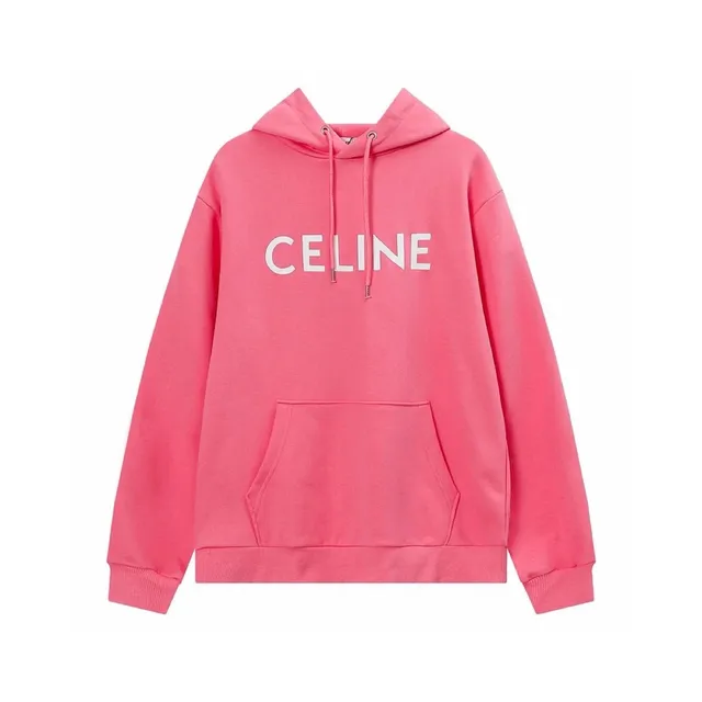 Celine Logo Hoodie Pink with White Logo