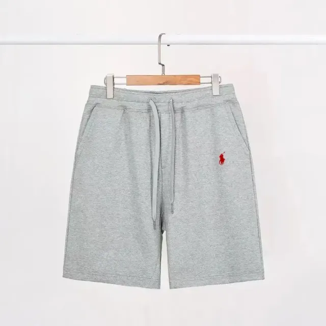 棉短裤浅灰+红马