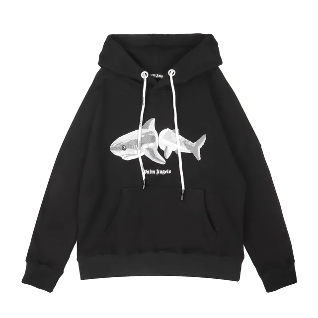 Palm Angels Shark Hoodie Embroidered Shark