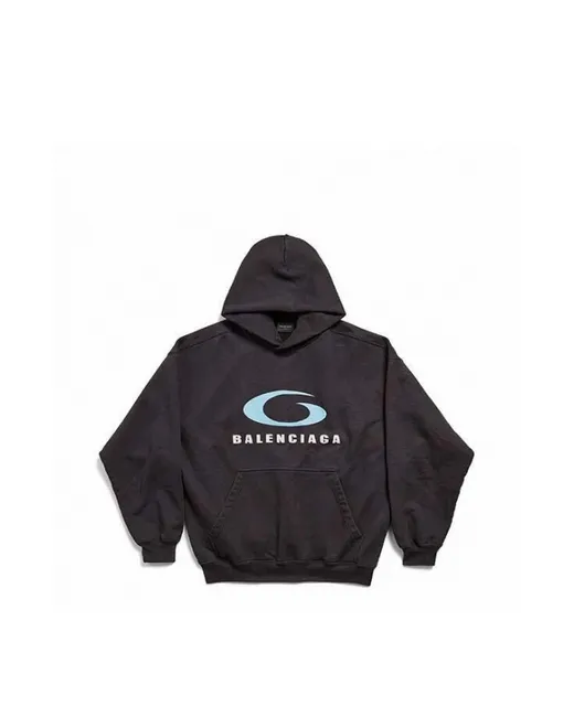 Balenciaga Logo Hoodie Light Blue Logo