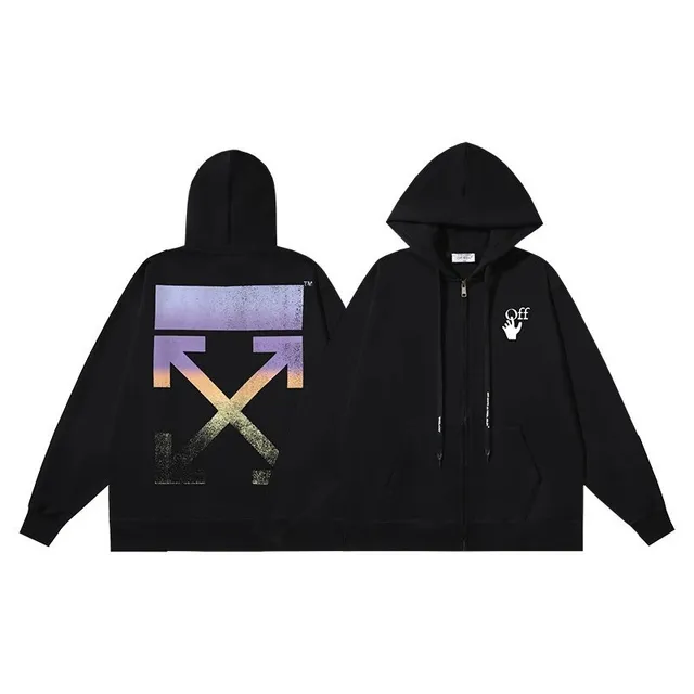 Off-White Zip-Up Hoodie Diagonal Arrow Print