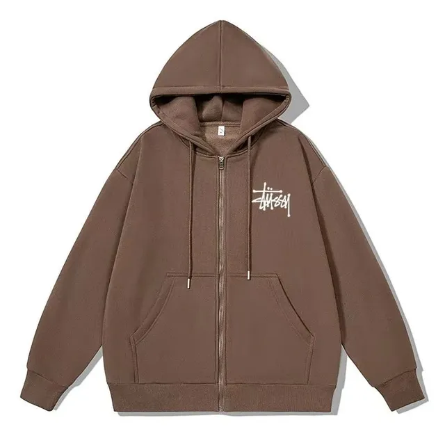 Stüssy Zip-Up Hoodie Logo Print