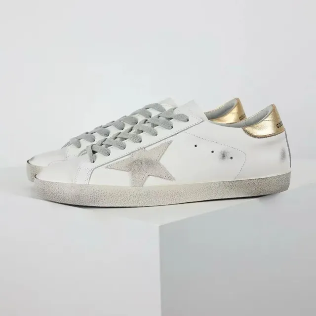 Golden Goose Superstar Distressed White with Gold Heel Tab