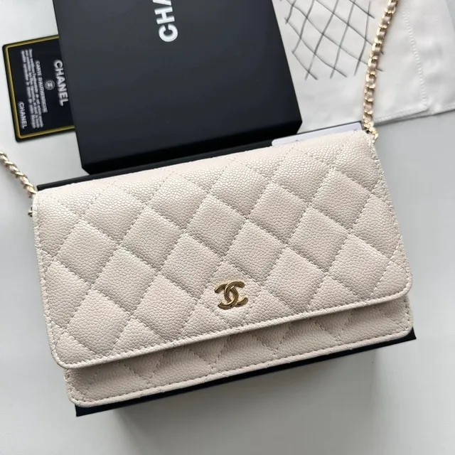 Chanel Classic Flap Wallet on Chain Quilted Caviar Leather