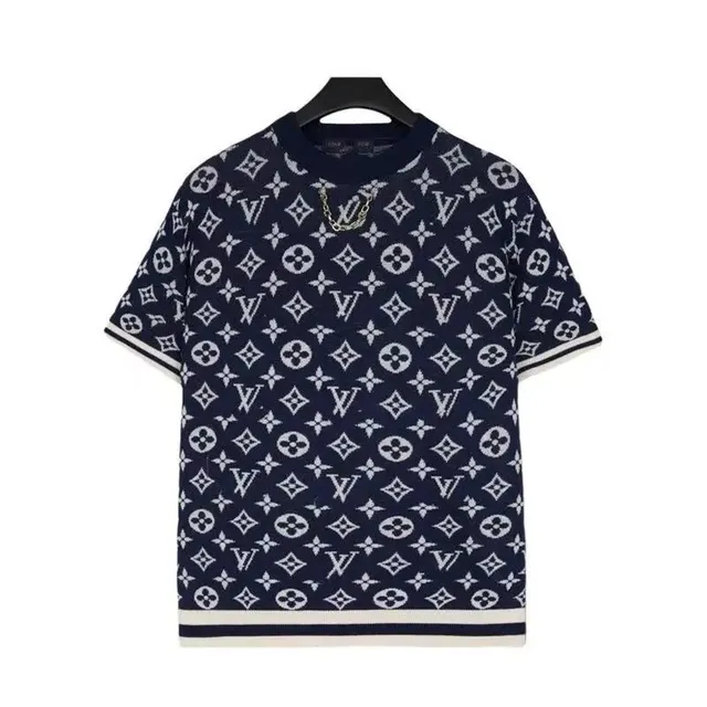Louis Vuitton Monogram Knit T-Shirt Navy and White