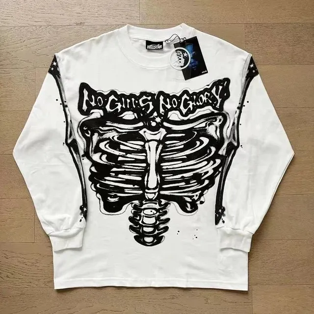 Hellstar Long Sleeve Tee No Guts No Glory Skeleton Print