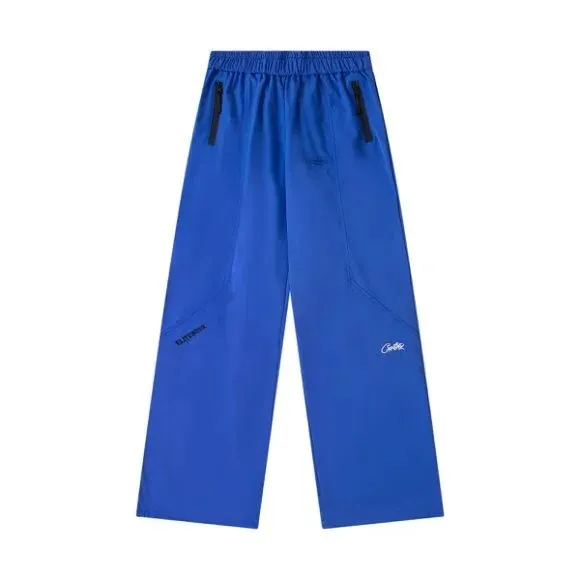 Track Pants Solid Blue with Black Zip Pockets