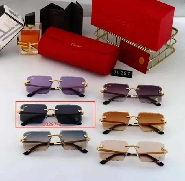 Cartier Sunglasses Rimless Square with Gold Accents