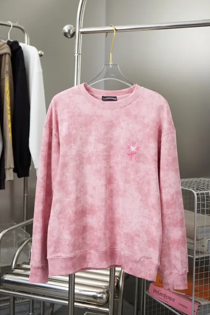 Chrome Hearts Crewneck Sweatshirt Acid Wash with Glitter and Cross Embroidery