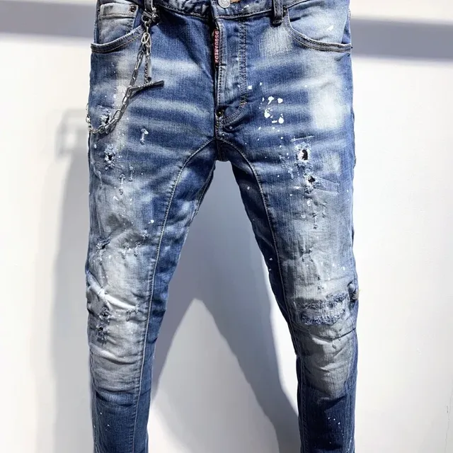 Dsquared2 Distressed Slim Fit Jeans Paint-Splatter Wash