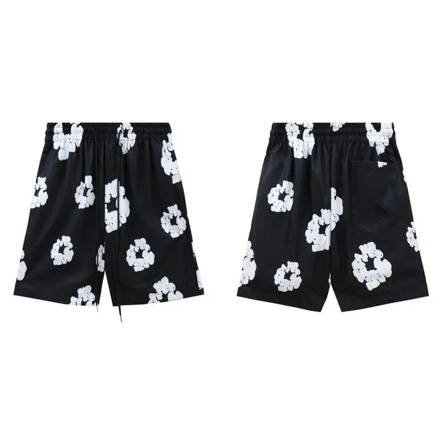 Corteiz Scrunched Logo Shorts Black with White Scrunch Print
