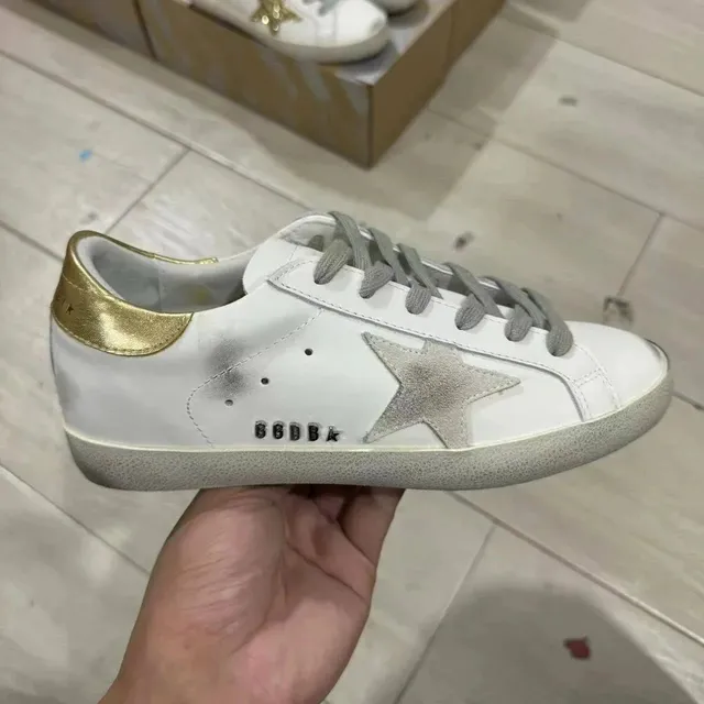 Golden Goose Superstar Distressed White with Gold Heel
