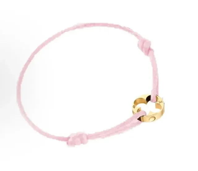 Louis Vuitton Monogram Bracelet Pink Cord with Gold Charm