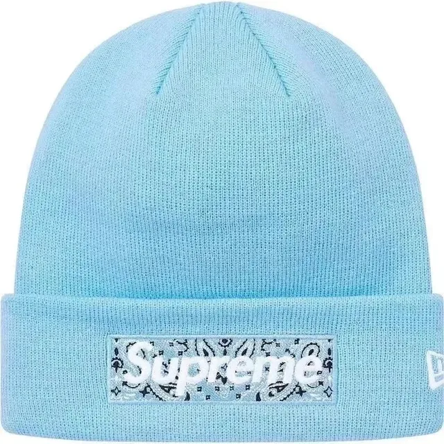 Supreme × New Era Box Logo Beanie Paisley Patch