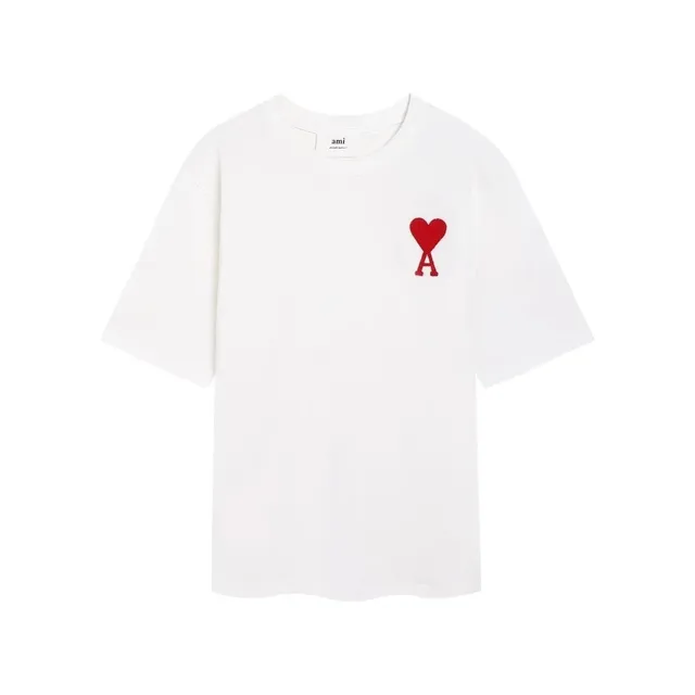AMI Paris Heart Logo Tee Red Heart