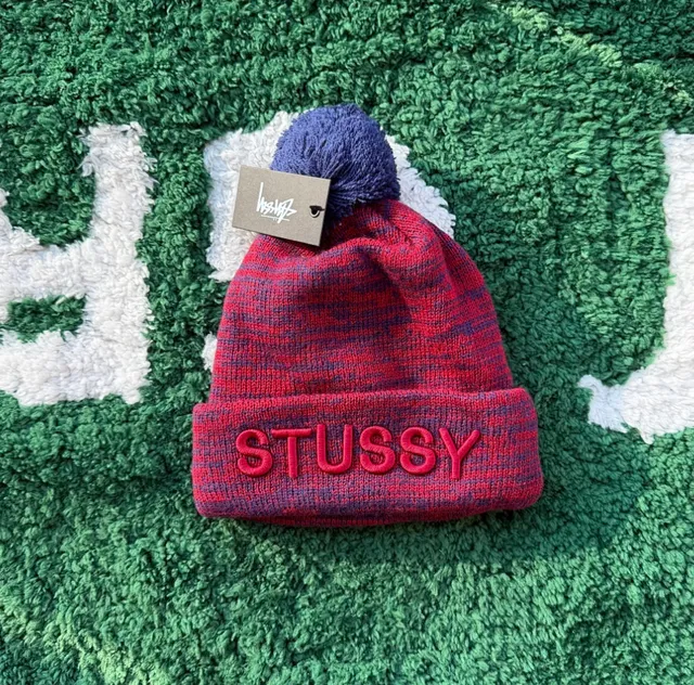 Stüssy Pom Pom Beanie Marled Red/Navy
