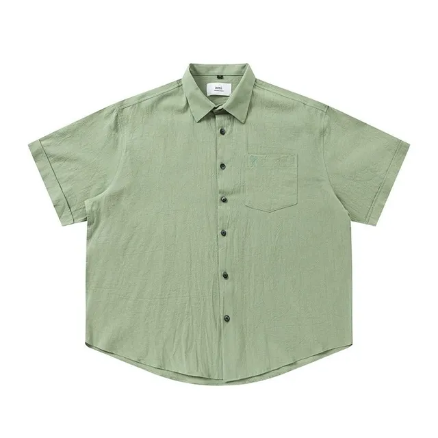 AMI Paris Short-Sleeve Shirt Oversized Linen