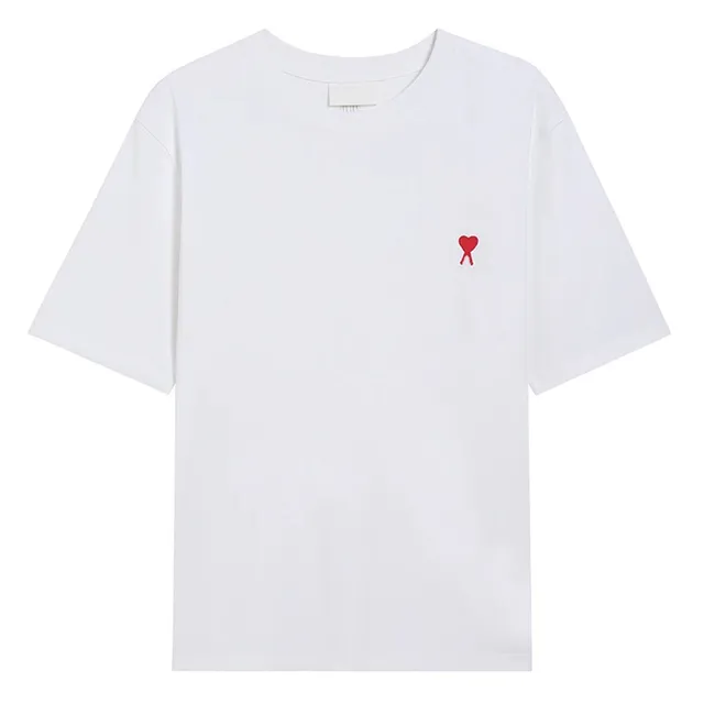 AMI Paris Heart Logo Tee Red Heart
