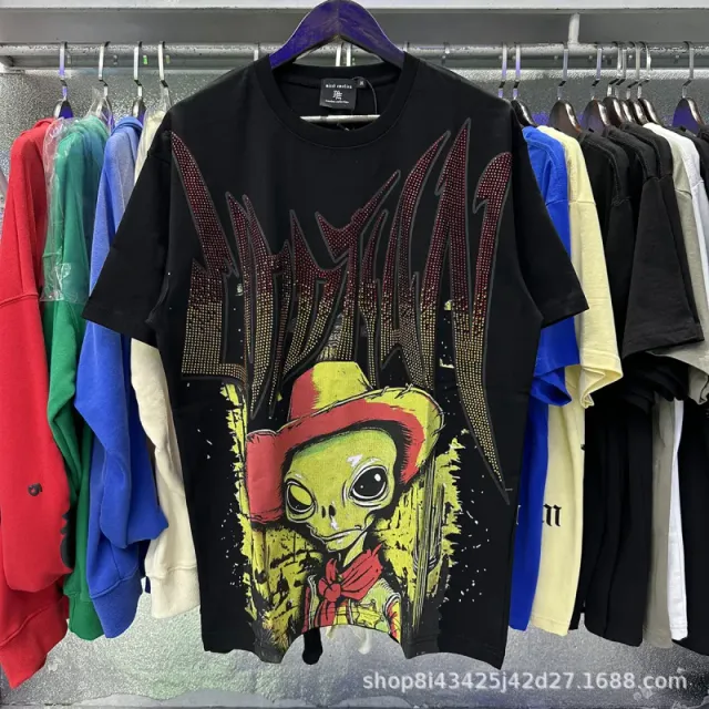 Balenciaga Graphic T-Shirt Alien Print with Rhinestone Wings