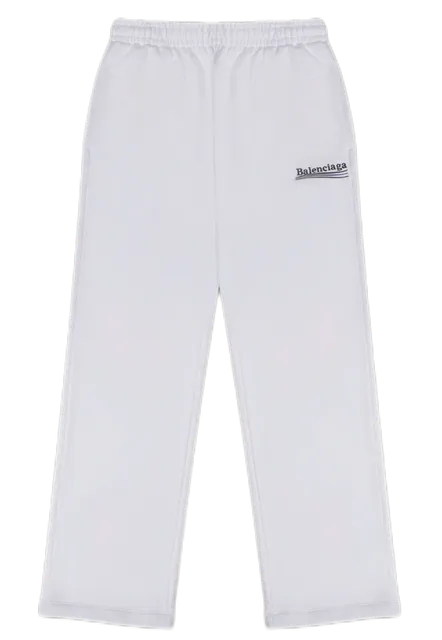 Balenciaga Track Pants Logo Embroidered White