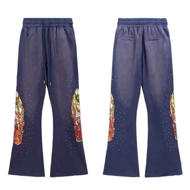 Hellstar Flared Sweatpants Flame Print