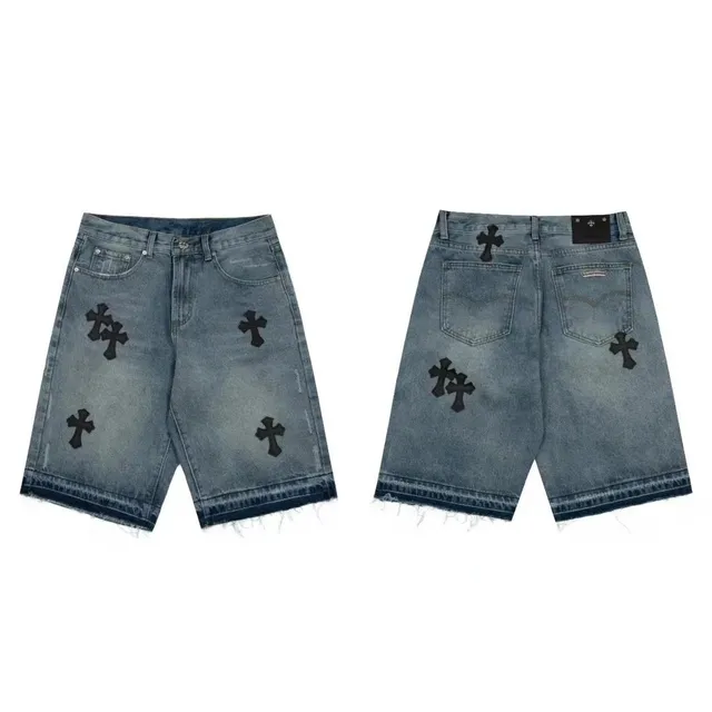 Chrome Hearts Denim Shorts Cross-Embellished
