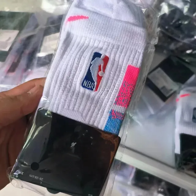 NBA Logo Socks White with Pink and Blue Accents