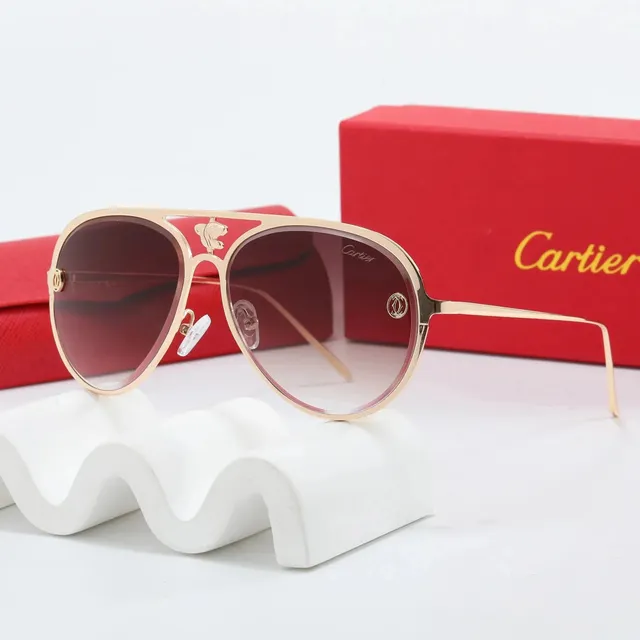 Cartier Aviator Sunglasses Gold Frame with Gradient Lenses