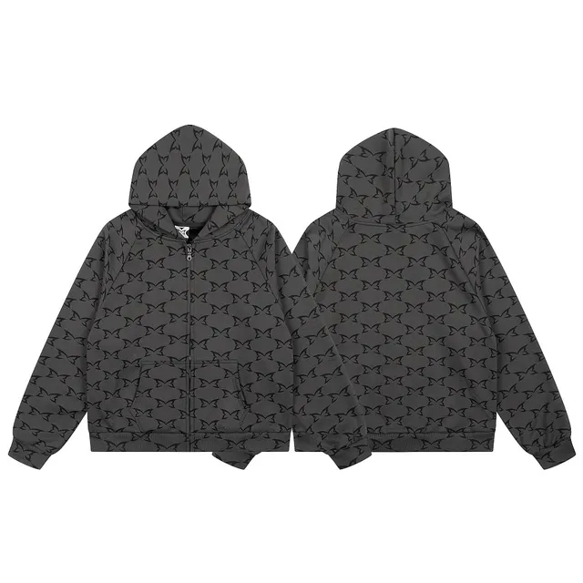 Kenzo Zip-Up Hoodie All-Over Tiger Logo