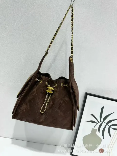 Chanel Bucket Bag Quilted Suede