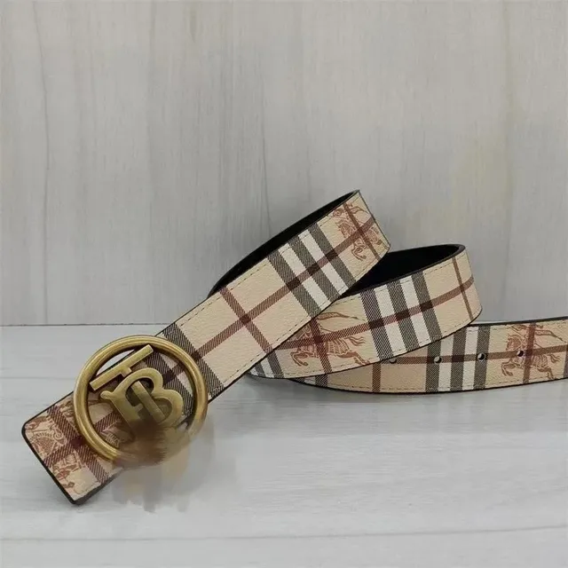 Burberry Logo Buckle Belt Vintage Check with Equestrian Knight