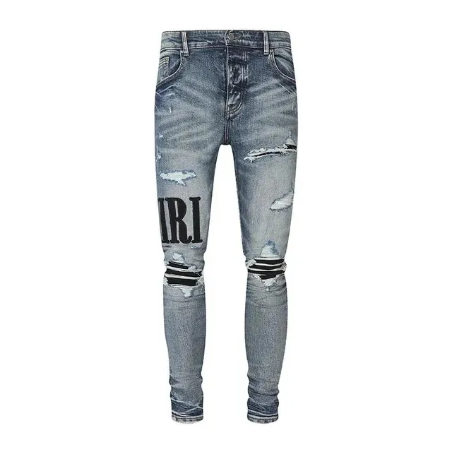 Amiri Distressed Logo Jeans Black Logo Print