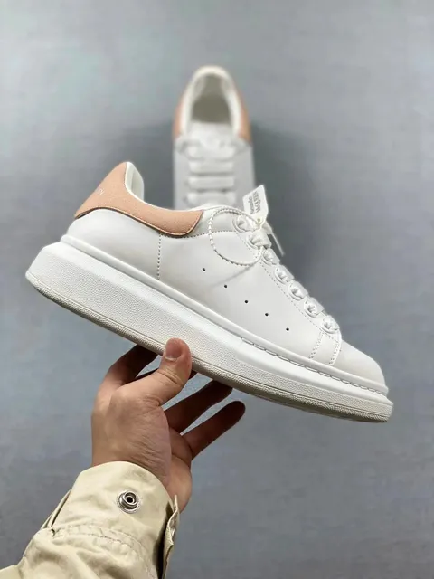 Alexander McQueen Oversized Sneaker White with Beige Suede Heel
